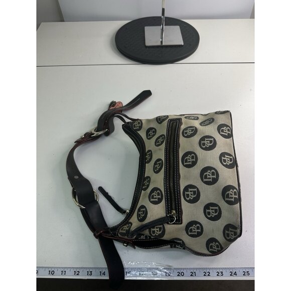 DAMAGED For parts - DOONEY & BOURKE Beige Black Circle Hobo Purse Shoulder L - Picture 7 of 14